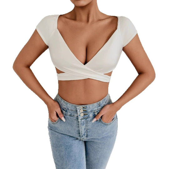 Damen Crop-Top mit elegantem Wickeldesign EB
