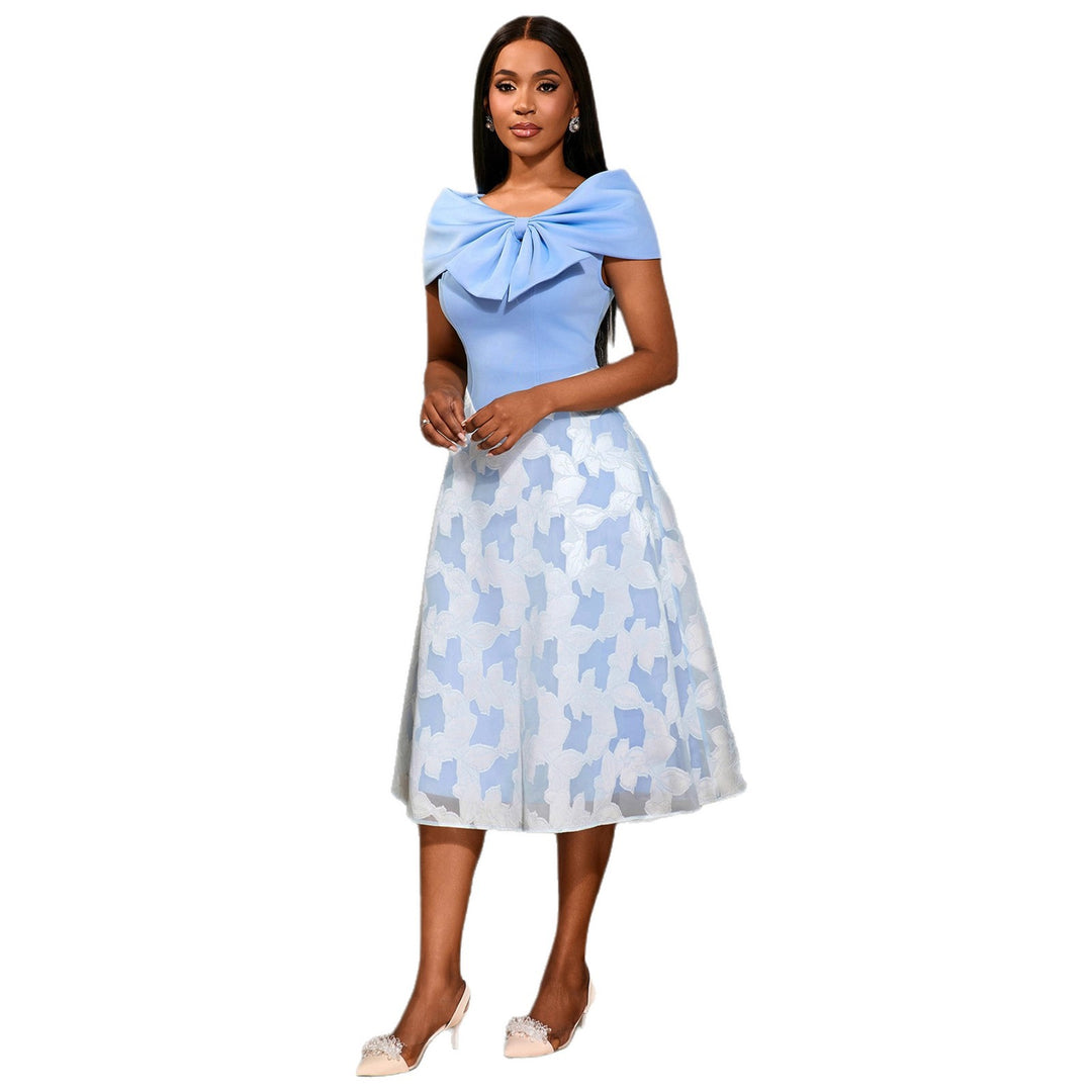 Damen festliches Cocktailkleid mit raffiniertem Überwurf und elegantem Rock EB