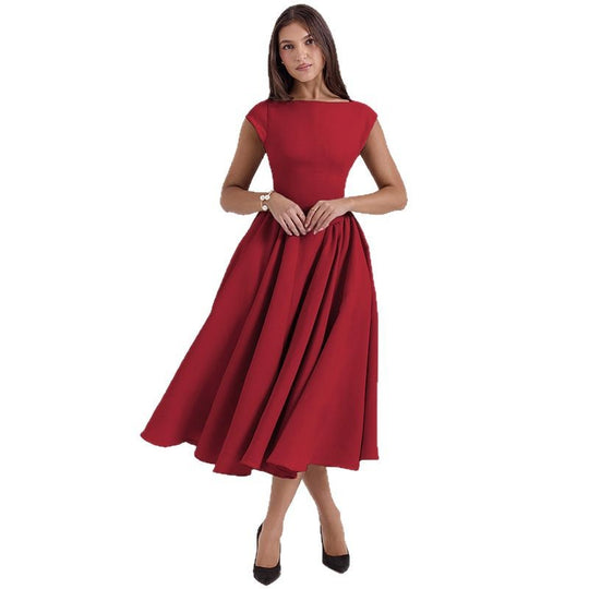 Damen Midi-Kleid mit elegantem A-Linien-Schnitt und raffinierten Falten EB