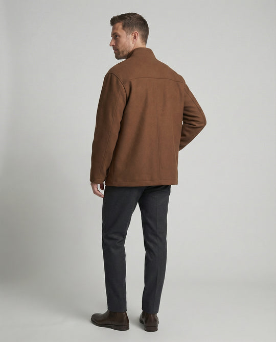 Herren locker geschnittene Wollmix-Hemdjacke mit Pattentasche und verdeckter Druckknopfleiste EB