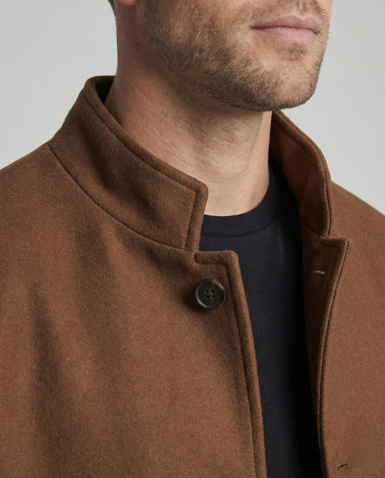 Herren locker geschnittene Wollmix-Hemdjacke mit Pattentasche und verdeckter Druckknopfleiste EB