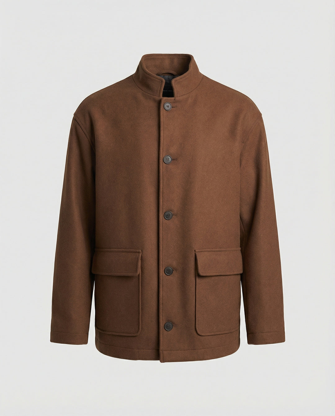 Herren locker geschnittene Wollmix-Hemdjacke mit Pattentasche und verdeckter Druckknopfleiste EB