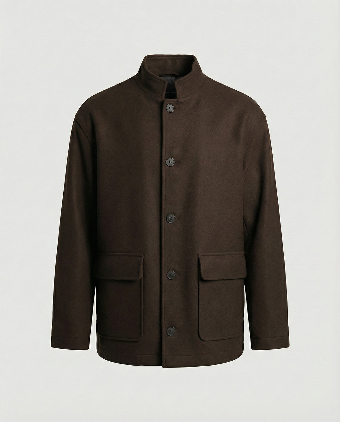 Herren locker geschnittene Wollmix-Hemdjacke mit Pattentasche und verdeckter Druckknopfleiste EB