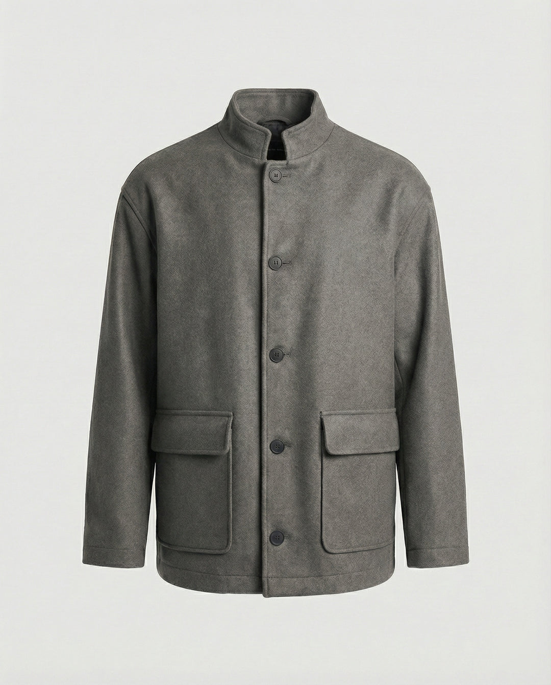 Herren locker geschnittene Wollmix-Hemdjacke mit Pattentasche und verdeckter Druckknopfleiste EB