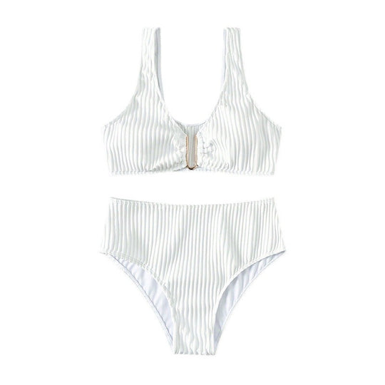 Damen Hochtailliertes Bikiniset mit eleganter Struktur EB