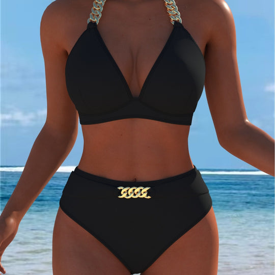 Damen Bikini mit luxuriösem Marmormuster und edlen Details EB