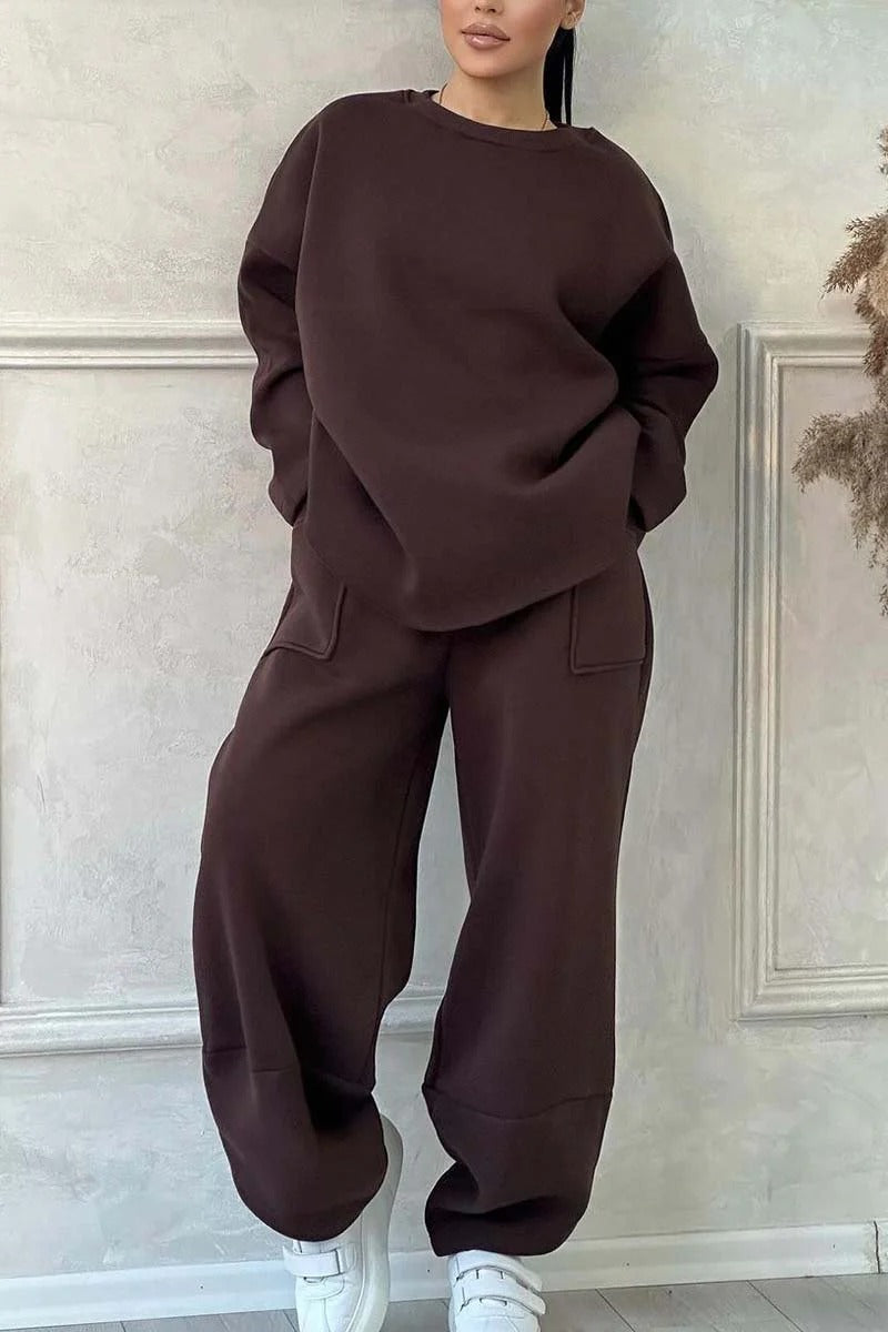 Damen Cozy Oversized Sweat-Set mit geräumigen Taschen und angenehmem Schnitt EB
