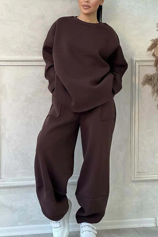 Damen Cozy Oversized Sweat-Set mit geräumigen Taschen und angenehmem Schnitt EB