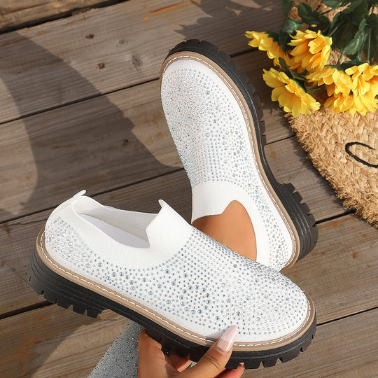 Damen Glitzernde Slip-On Sneakers mit komfortablem Fußbett EB