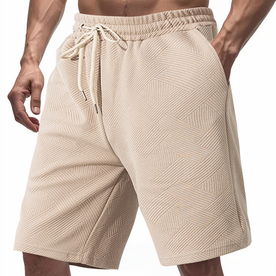 Herren nan knielange Textur-Badeshort mit elastischem Kordelbund und seitlichen Eingrifftaschen EB
