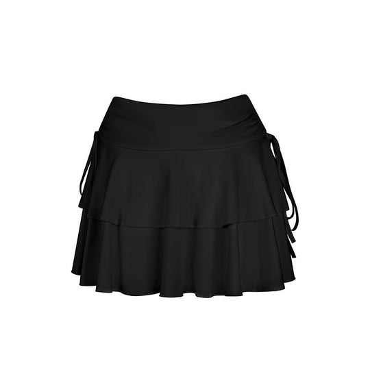 Damen Sportlicher Tennisrock mit Rüschendetails und seitlichen Kordeln EB