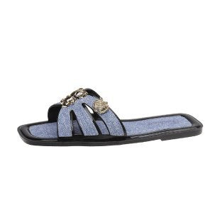 Damen modische Slides mit funkelnden Verzierungen EB