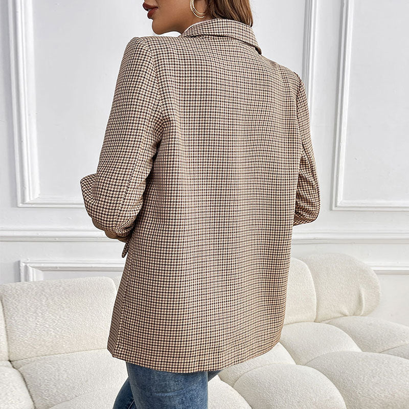 Damen elegante Karo-Blazerjacke EB