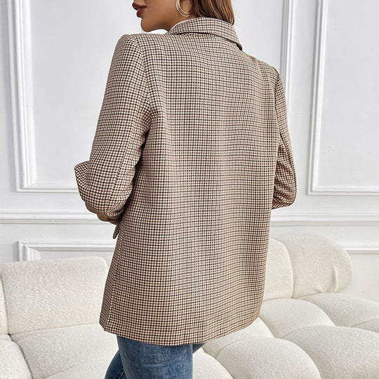 Damen elegante Karo-Blazerjacke EB