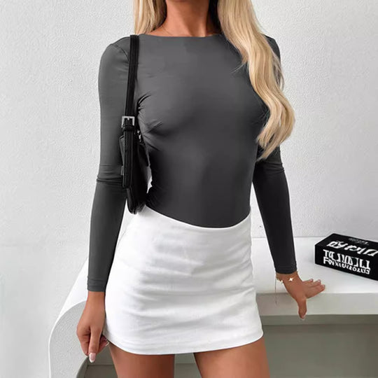 Damen Figurbetonter Langarm-Bodysuit EB