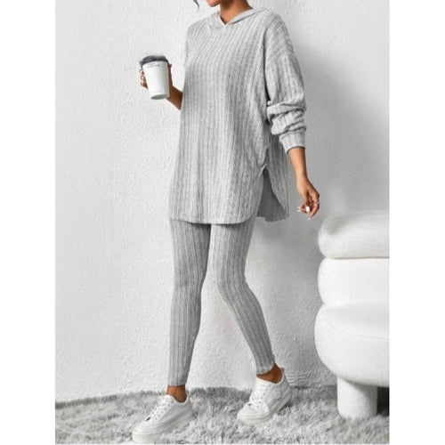 Damen Bequemes Lounge-Set mit Kapuze und schmalen Hosen EB