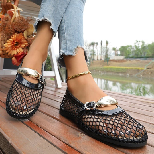 Damen Elegante und luftige Netz-Slipper EB