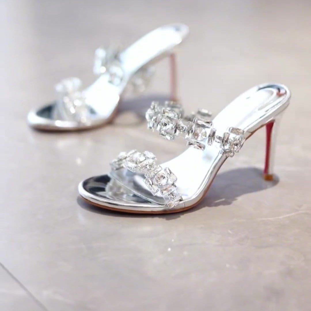 Damen Glamouröse Slingback-Pumps mit funkelnden Strass-Akzenten EB
