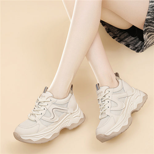Damen Sportliche Chunky Sneaker mit atmungsaktivem Obermaterial und dämpfender Sohle EB