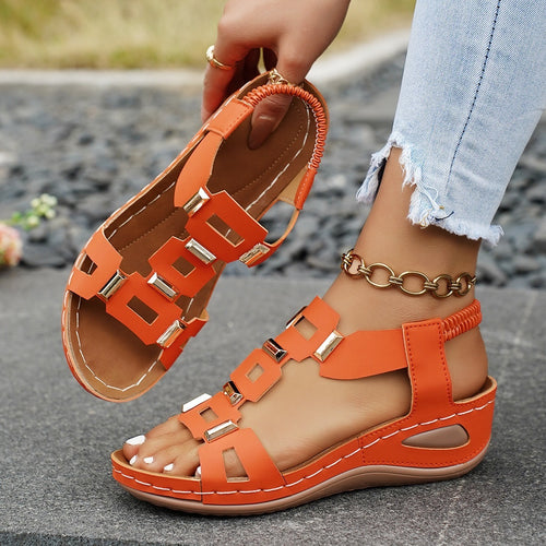 Damen Sandalen mit modischen Cut-Outs und elegantem Schmuckdesign EB