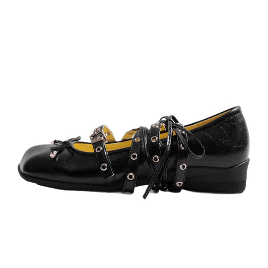 Damen Ballerinas mit modischem Riemchen-Design und Glanz-Finish EB