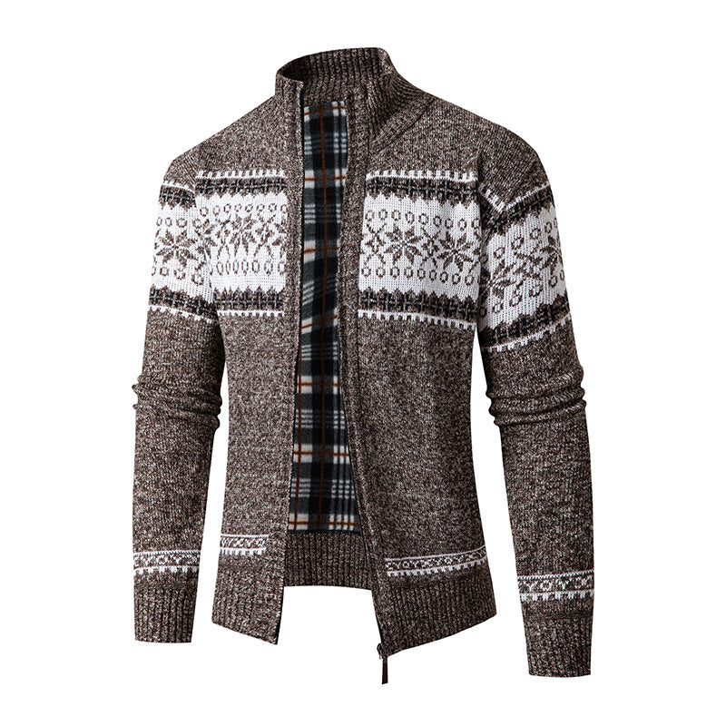 Herren Strickjacke mit hohem Kragen und modernem Zipper EB