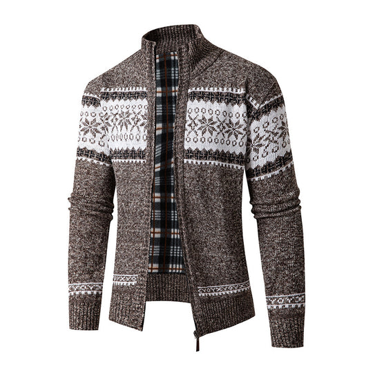 Herren Strickjacke mit hohem Kragen und modernem Zipper EB