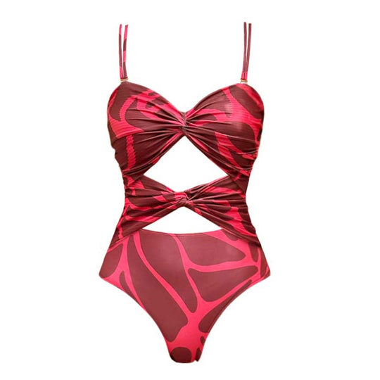 Damen Einteiler Badeanzug mit raffiniertem Wickeldesign EB