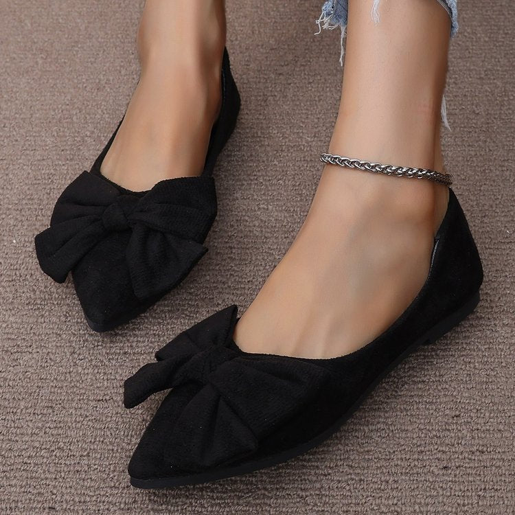Damen nan spitze Ballerina-Slipper mit dekorativer Schleife und gepolstertem Komfortfußbett EB