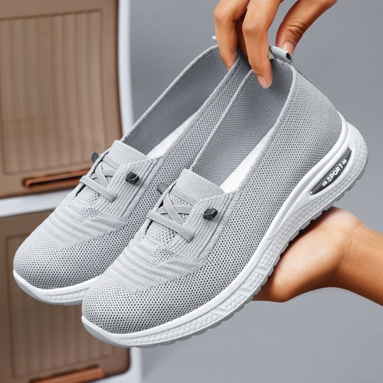Damen nan gestrickter Slip-On-Loafer-Sneaker mit luftgepolsterter EVA-Zwischensohle und rutschfester Gummilaufsohle EB
