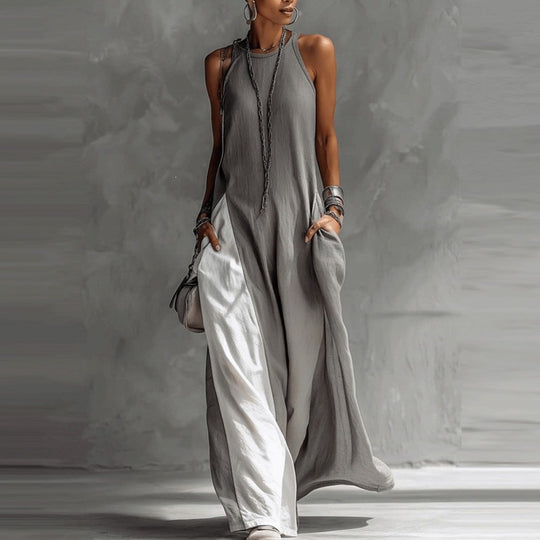 Damen Lässiges Maxikleid mit asymmetrischem Schnitt und tiefem Rückenausschnitt EB