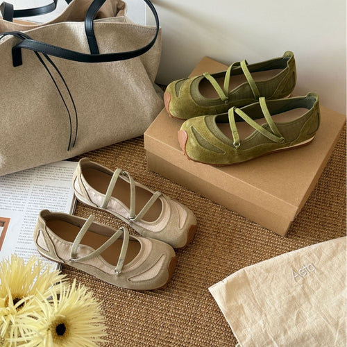 Damen Komfortable Ballerinas mit elastischem Riemchen und gepolsterter Innensohle EB