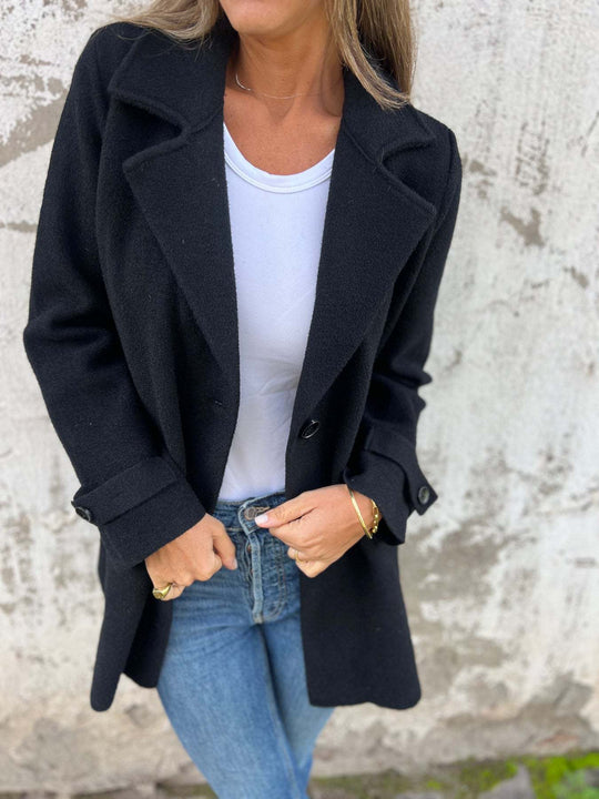 Damen modische Übergangsjacke mit stilvollen Knöpfen und weichem Material EB
