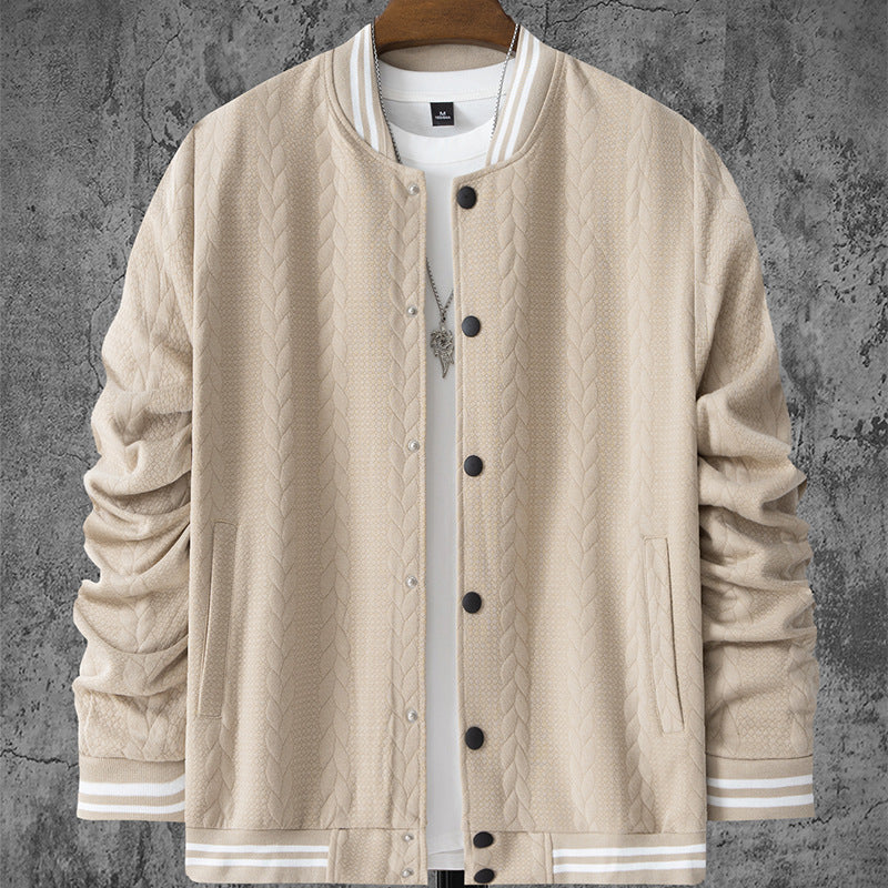 Herren stylische Bomberjacke mit strukturiertem Strickmuster und sportlichen Akzenten EB