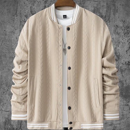 Herren stylische Bomberjacke mit strukturiertem Strickmuster und sportlichen Akzenten EB
