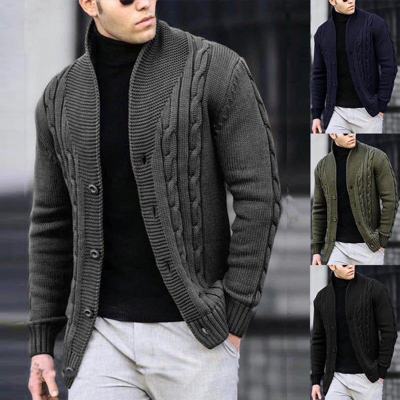 Herren Strickjacke mit robustem Zopfmuster und langlebigem Knopfverschluss EB