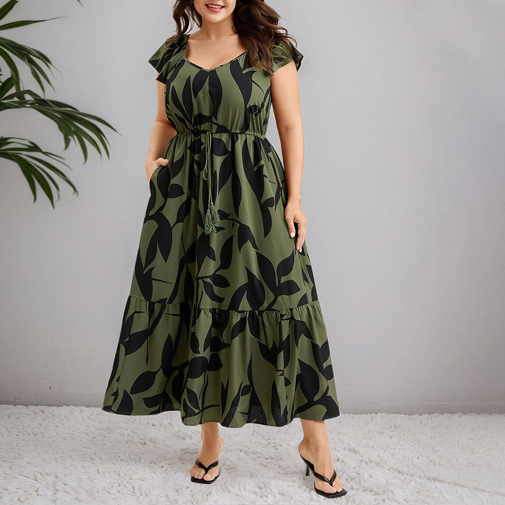 Damen Maxikleid mit floralem Muster und taillierter Silhouette EB