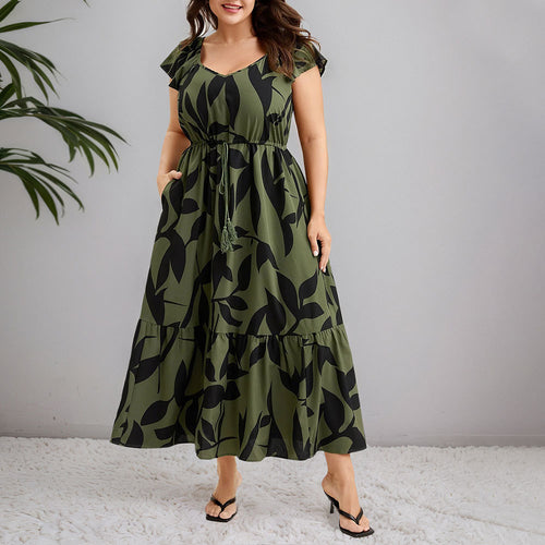 Damen Maxikleid mit floralem Muster und taillierter Silhouette EB