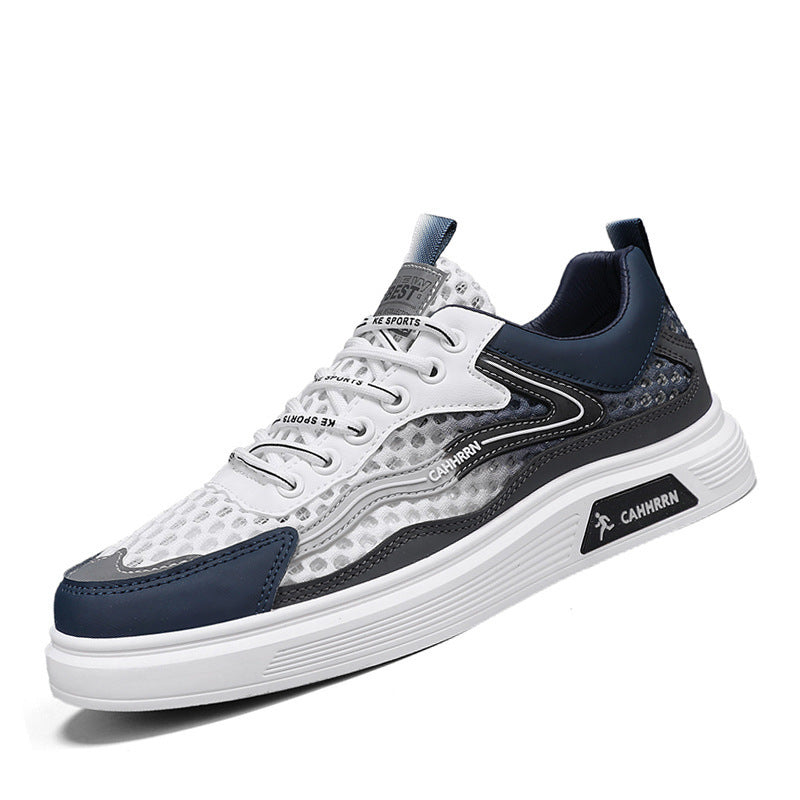 Herren atmungsaktive Wabenmesh-Street-Sneaker mit PU-Overlays, verstärkter Zehenkappe und profiliertem Gummirand EB
