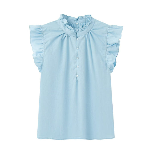Damenbluse mit Rüschendetails und Knopfleiste EB