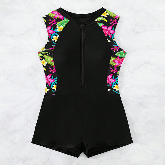 Damen Sportlicher Neopren-Einteiler mit floralem Design EB