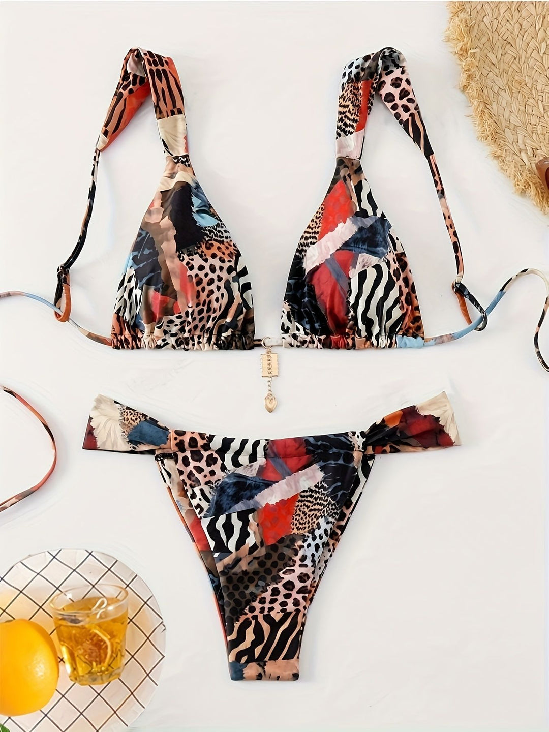 Damen Triangel-Bikini mit floralen Details EB