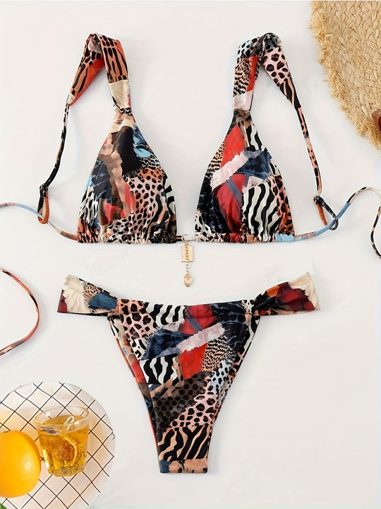 Damen Triangel-Bikini mit floralen Details EB