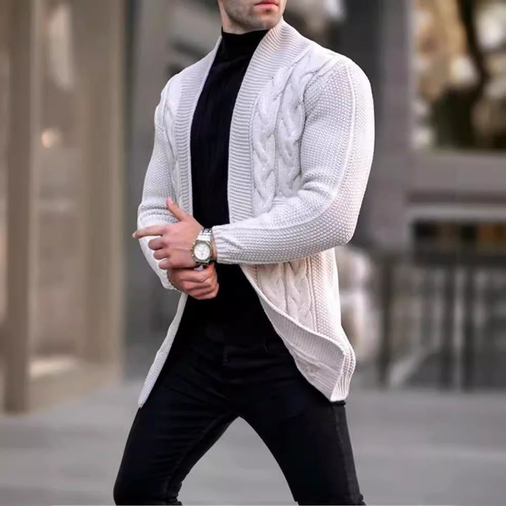 Herren Grobstrick Cardigan mit modischem Zopfmuster und lässigem Schnitt EB