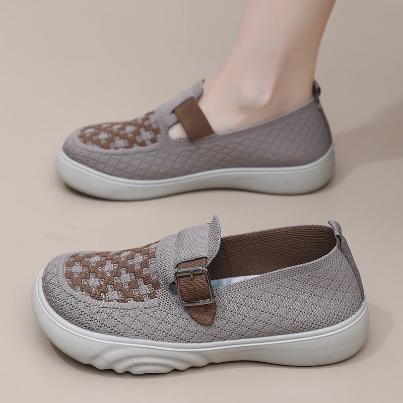 Damen Komfortable Slip-On Freizeitschuhe mit modischem Riemen EB