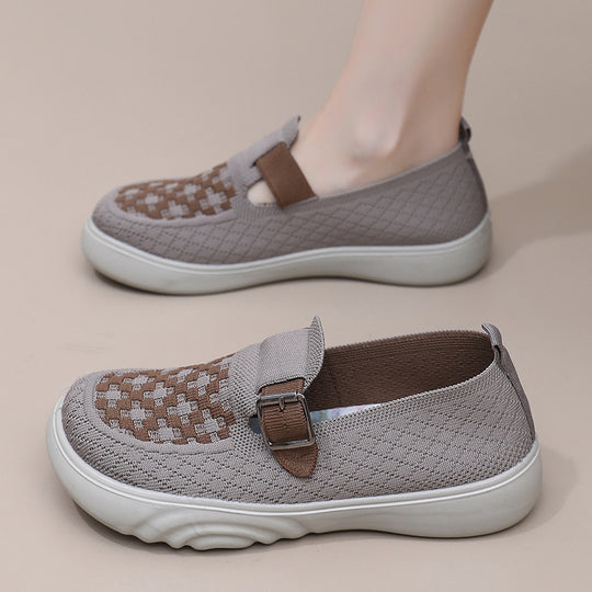 Damen Komfortable Slip-On Freizeitschuhe mit modischem Riemen EB