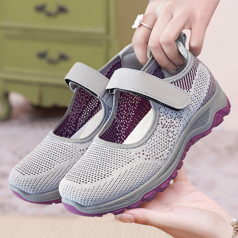 Damen Atmungsaktive Slip-On Sportschuhe mit verstellbarem Klettverschluss EB