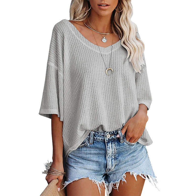 Damen lässiges Oversized-Oberteil mit strukturiertem Webmuster EB
