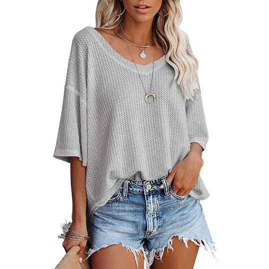 Damen lässiges Oversized-Oberteil mit strukturiertem Webmuster EB