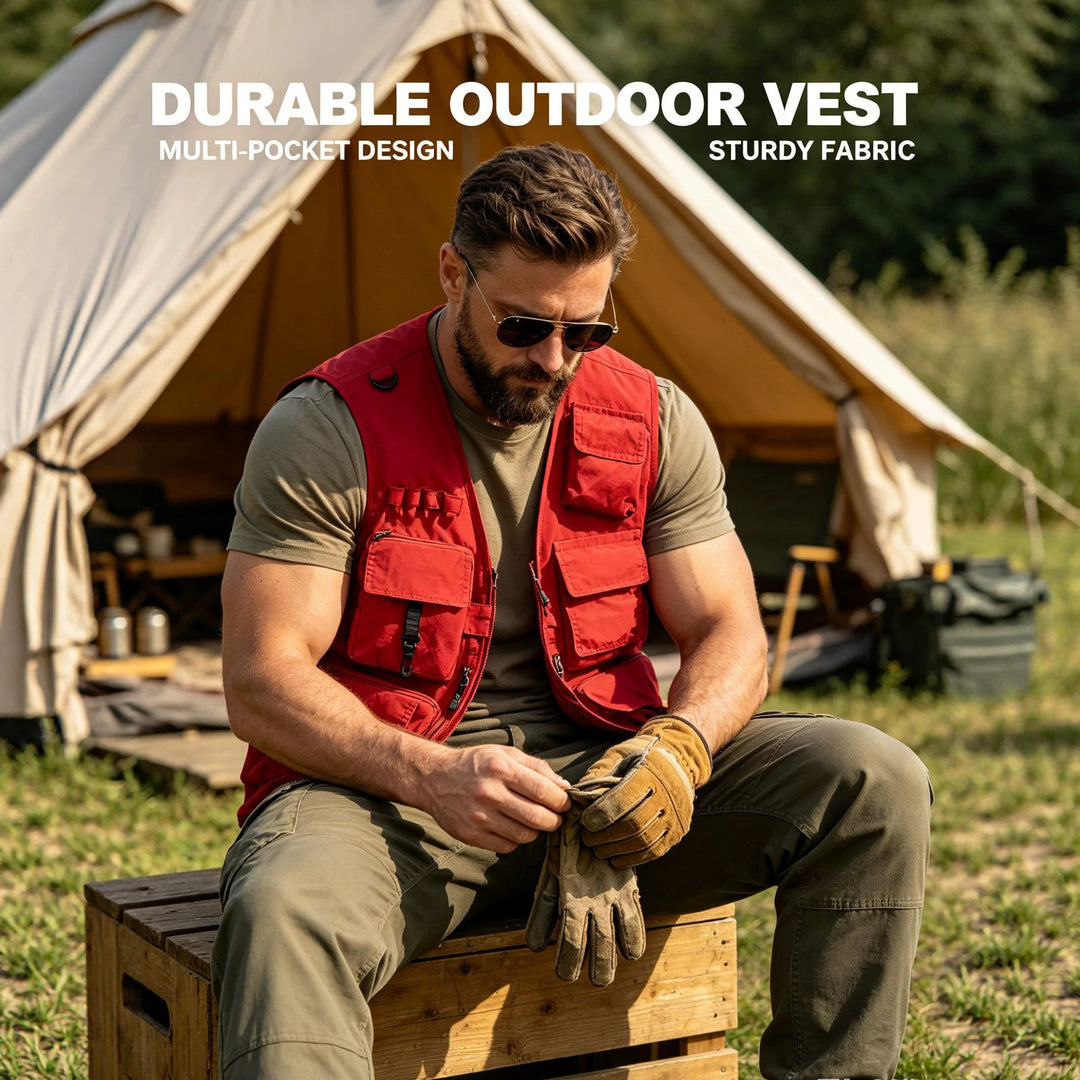 Unisex nan multifunktionale Outdoorweste mit zahlreichen Taschen und Netzfutter EB